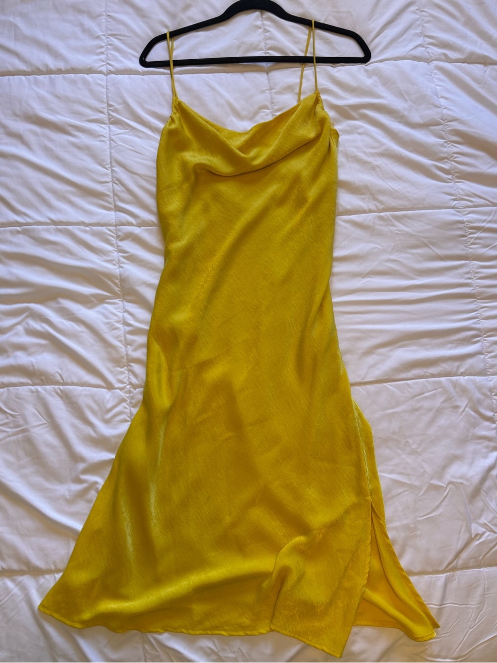 Yellow Satin Slip Dress